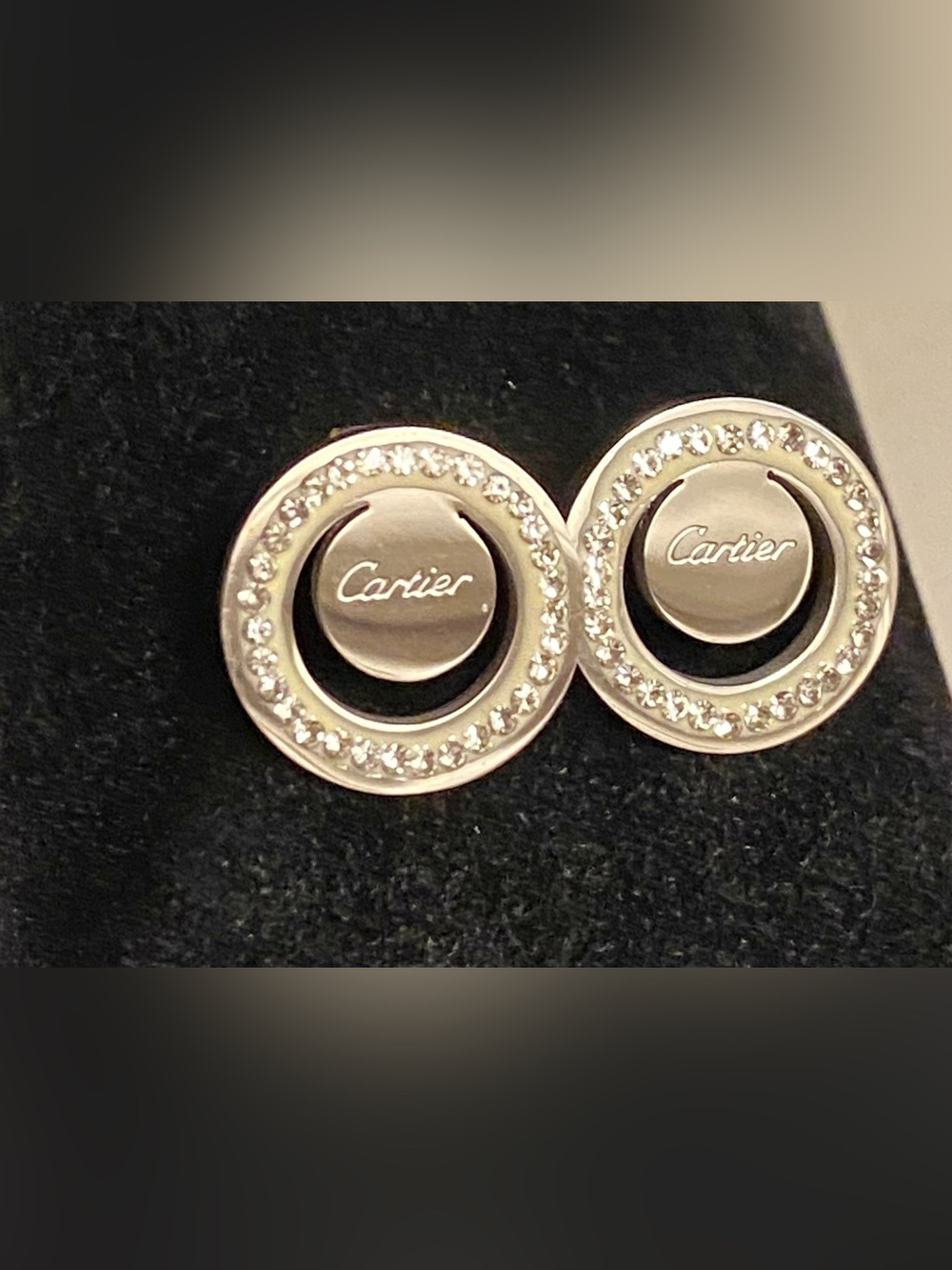 Fashion Jewelry Silver Plated Crystal Trim inspired Logo C Stud Earrings